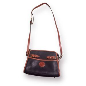 Dooney & Bourke Vintage Leather Satchel‎ A7 Classic Navy Brown Handbag